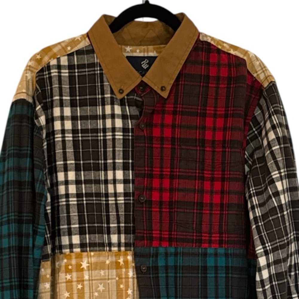 Y2K Rocawear Plaid Patchwork Button-Up Cotton Fla… - image 2
